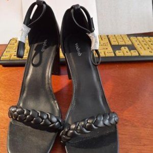 NEW ! Vodvob Open Toe Buckle Ankle Strap Pump Chunky Heel Sandals Black Size 9
